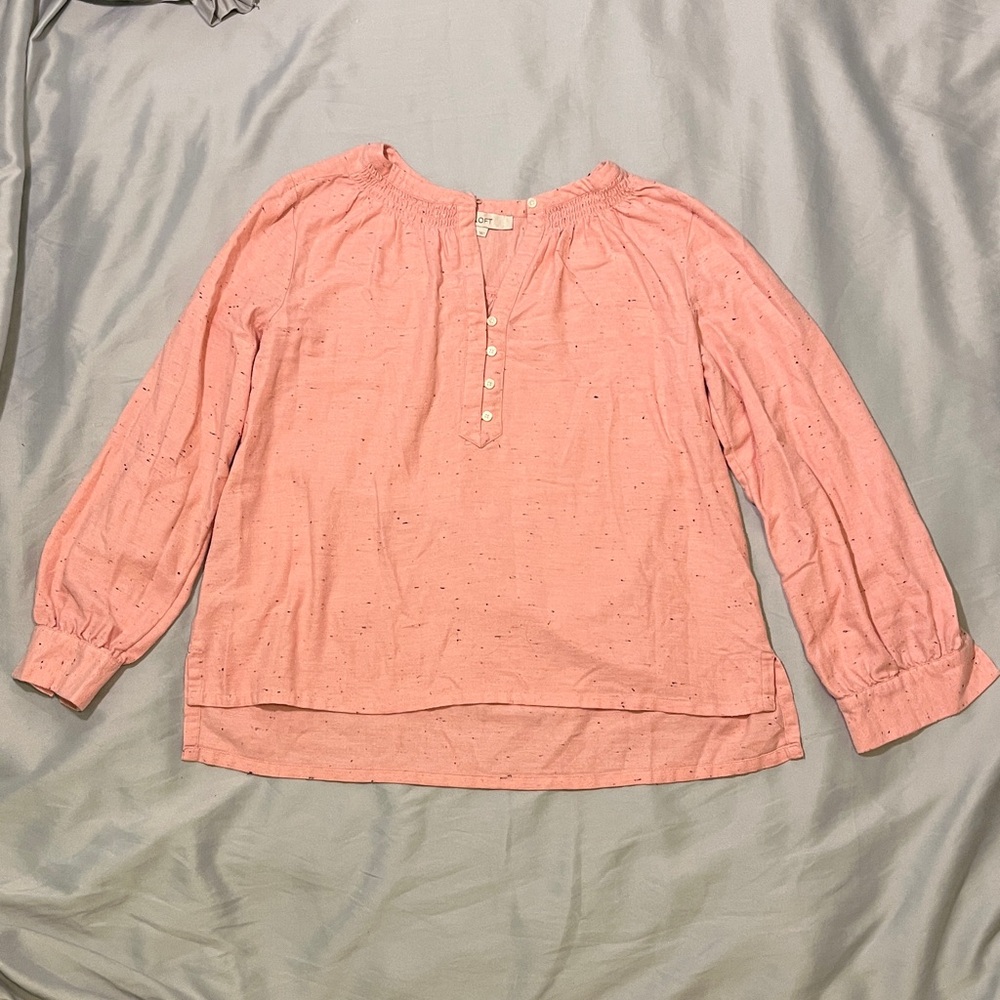 Women's Pink Button Henley Long-Sleeve Top